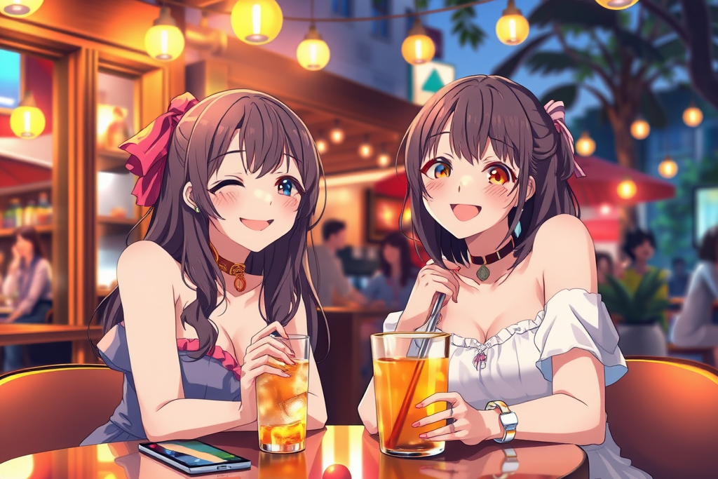 飲み屋で会った美人2人